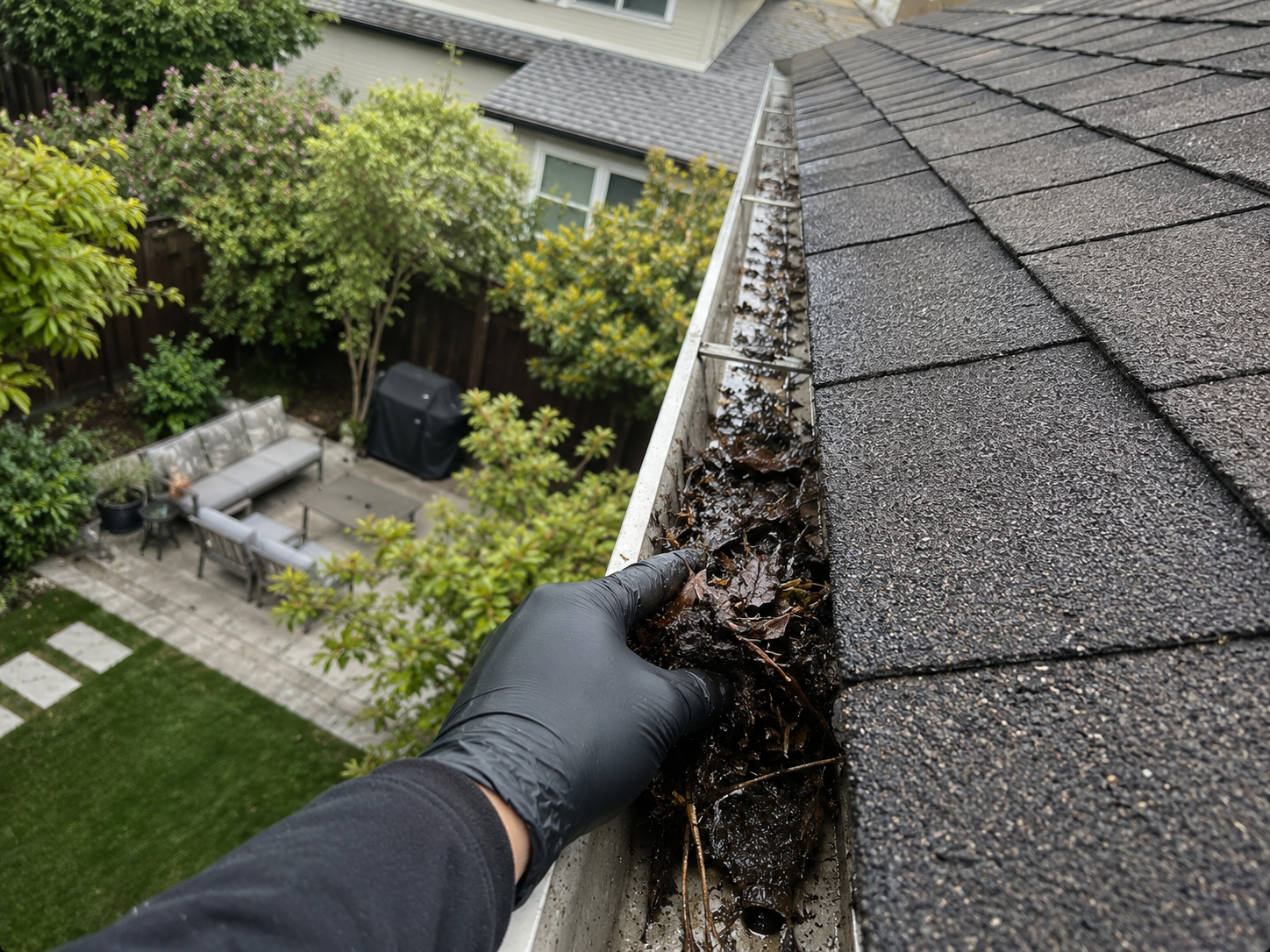 Gutter Cleanout — Bay Area Backyard